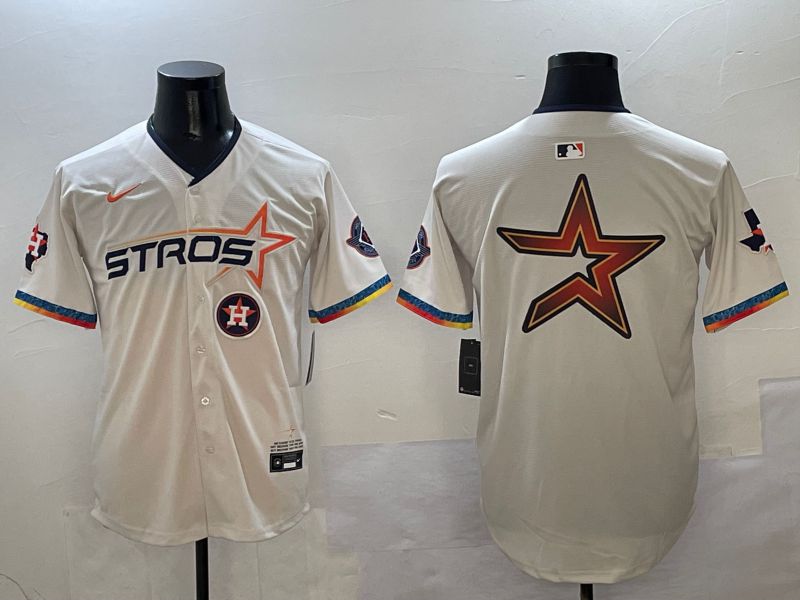 Men Houston Astros Blank Cream Fourth generation Joint Name 2025 Nike MLB Jersey style 4148